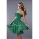 Short Green Strapless Wedding-Guest Dress With Rhinestone Belt - Ref C114 - 02