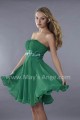 Short Green Strapless Wedding-Guest Dress With Rhinestone Belt - Ref C114 - 02