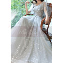 Embroidered Top Pearl Gray Wedding Guest Dresses With Sleeves - Ref L2040 - 03