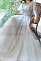 Embroidered Top Pearl Gray Wedding Guest Dresses With Sleeves - Ref L2040 - 03