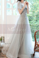 Embroidered Top Pearl Gray Wedding Guest Dresses With Sleeves - Ref L2040 - 05