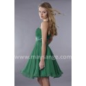 Short Green Strapless Wedding-Guest Dress With Rhinestone Belt - Ref C114 - 03