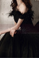 Stylish Black Strapless Evening Dress Frilly And Sequin Top - Ref L2039 - 02