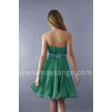 Robe de cocktail bustier avec paillette sur la ceinture Souplesse et fluidité verte - Ref C114 - 04