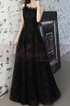 Fashion Black Ball Gown Prom Dress Long With Frilly Neckline - Ref L2037 - 02