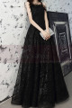 Fashion Black Ball Gown Prom Dress Long With Frilly Neckline - Ref L2037 - 05