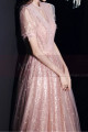 Pink Elegant Dresses For wedding Bridesmaid With Short Sleeve - Ref L2036 - 02
