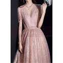 Pink Elegant Dresses For wedding Bridesmaid With Short Sleeve - Ref L2036 - 03