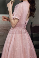 Pink Elegant Dresses For wedding Bridesmaid With Short Sleeve - Ref L2036 - 04