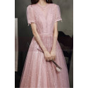 Pink Elegant Dresses For wedding Bridesmaid With Short Sleeve - Ref L2036 - 06