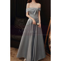 Long Side Slit Silver Gray Sexy Evening Dresses With Pockets - Ref L2035 - 05