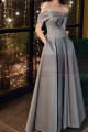 Long Side Slit Silver Gray Sexy Evening Dresses With Pockets - Ref L2035 - 06