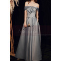 Long Side Slit Silver Gray Sexy Evening Dresses With Pockets - Ref L2035 - 07
