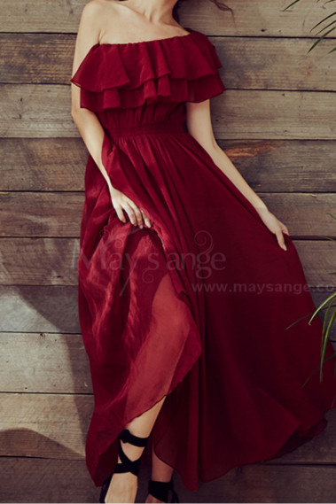 Trendy Ruffle Strapless Fluid Boho Maxi Dress For Cocktail - L2052 #1