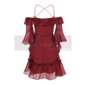 Petite Robe Rouge Sexy Pour Cocktail Avec Manches A Volants - Ref C2026 - 02