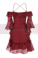 Crossed Back Chiffon Little Party Dress And Ruffle Sleeves - Ref C2026 - 02