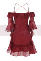 Petite Robe Rouge Sexy Pour Cocktail Avec Manches A Volants - Ref C2026 - 02