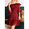 Crossed Back Chiffon Little Party Dress And Ruffle Sleeves - Ref C2026 - 03