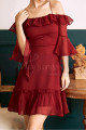 Crossed Back Chiffon Little Party Dress And Ruffle Sleeves - Ref C2026 - 03