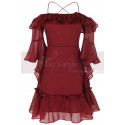 Crossed Back Chiffon Little Party Dress And Ruffle Sleeves - Ref C2026 - 04