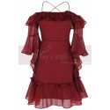 Petite Robe Rouge Sexy Pour Cocktail Avec Manches A Volants - Ref C2026 - 04