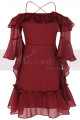 Petite Robe Rouge Sexy Pour Cocktail Avec Manches A Volants - Ref C2026 - 04