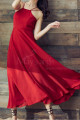 Red Chiffon Holiday Dresses Thin Straps And Fluttering Skirt - Ref L2053 - 02