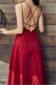 Red Chiffon Holiday Dresses Thin Straps And Fluttering Skirt - Ref L2053 - 03