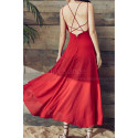 Red Chiffon Holiday Dresses Thin Straps And Fluttering Skirt - Ref L2053 - 04