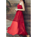 Red Chiffon Holiday Dresses Thin Straps And Fluttering Skirt - Ref L2053 - 05