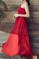 Red Chiffon Holiday Dresses Thin Straps And Fluttering Skirt - Ref L2053 - 05