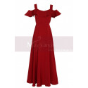 Long Chiffon Red Sexy Cocktail Dress Strap And Ruffle Sleeve - Ref C2022 - 02