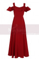 Long Chiffon Red Sexy Cocktail Dress Strap And Ruffle Sleeve - Ref C2022 - 02