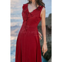 Red Summer Party Dress Asymmetric Skirt And Beautiful V Neck - Ref C2023 - 03