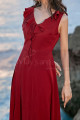 Red Summer Party Dress Asymmetric Skirt And Beautiful V Neck - Ref C2023 - 03