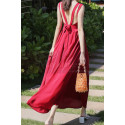 Long Red Chiffon Casual Beach Dress Wiht Cute Bow Backless - Ref C2024 - 02