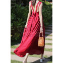 Robe Cocktail Simple Rouge Longue Dos Nu Avec Joli Noeud - Ref C2024 - 02