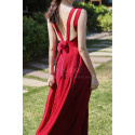 Robe Cocktail Simple Rouge Longue Dos Nu Avec Joli Noeud - Ref C2024 - 03