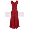 Robe Cocktail Simple Rouge Longue Dos Nu Avec Joli Noeud - Ref C2024 - 04