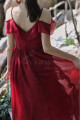 Tea Length Flounce Skirt And Neck Red Summer Cocktail Dress - Ref C2020 - 03