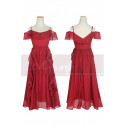 Tea Length Flounce Skirt And Neck Red Summer Cocktail Dress - Ref C2020 - 04
