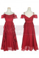 Tea Length Flounce Skirt And Neck Red Summer Cocktail Dress - Ref C2020 - 04