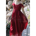 Tea Length Flounce Skirt And Neck Red Summer Cocktail Dress - Ref C2020 - 06