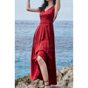 Beautiful Red Casual Attire For Women With Sexy Cutout Back - Ref C2021 - 05