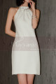 Robe Courte Blanche Simple Pour Mariage Sans Manche Col Licou - Ref M1300 - 02