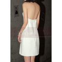 Simple Halter Short Strapless Dresses For Weddings Off White - Ref M1300 - 03
