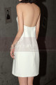 Robe Courte Blanche Simple Pour Mariage Sans Manche Col Licou - Ref M1300 - 03