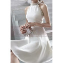 Short Chiffon Luxury Wedding Dresses With Pearl Halter Neck - Ref M1299 - 02
