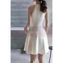 Robe De Ceremonie Courte Mariage De Luxe Blanche Col Perlé - Ref M1299 - 03