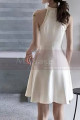 Robe De Ceremonie Courte Mariage De Luxe Blanche Col Perlé - Ref M1299 - 03